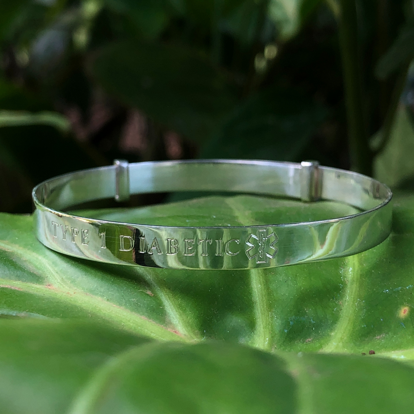 Sterling Silver Adjustable Child's Medical Alert Bangle