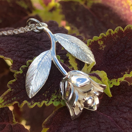 Sterling Silver rose pendant made in Zimbabwe, Africa