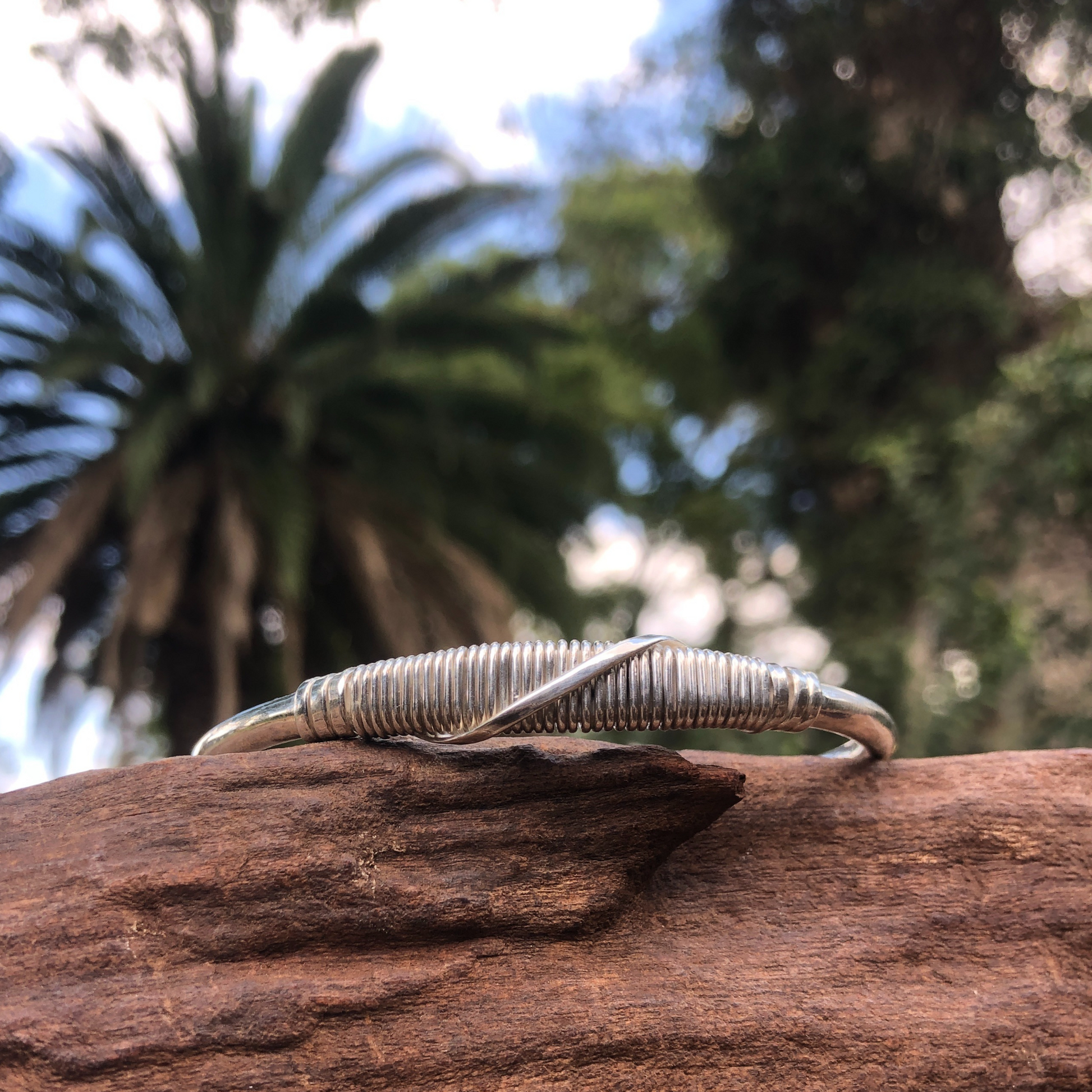 African Handmade Traditional Wire Wrap cuff Bangle Made in Zimbabwe