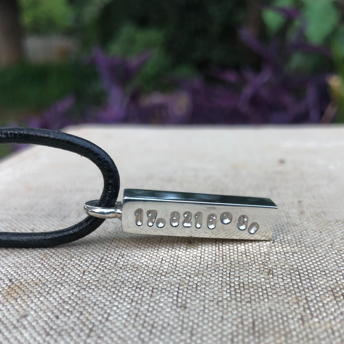 Leather and Chunky GPS Bar Necklace made in Zimbabwe