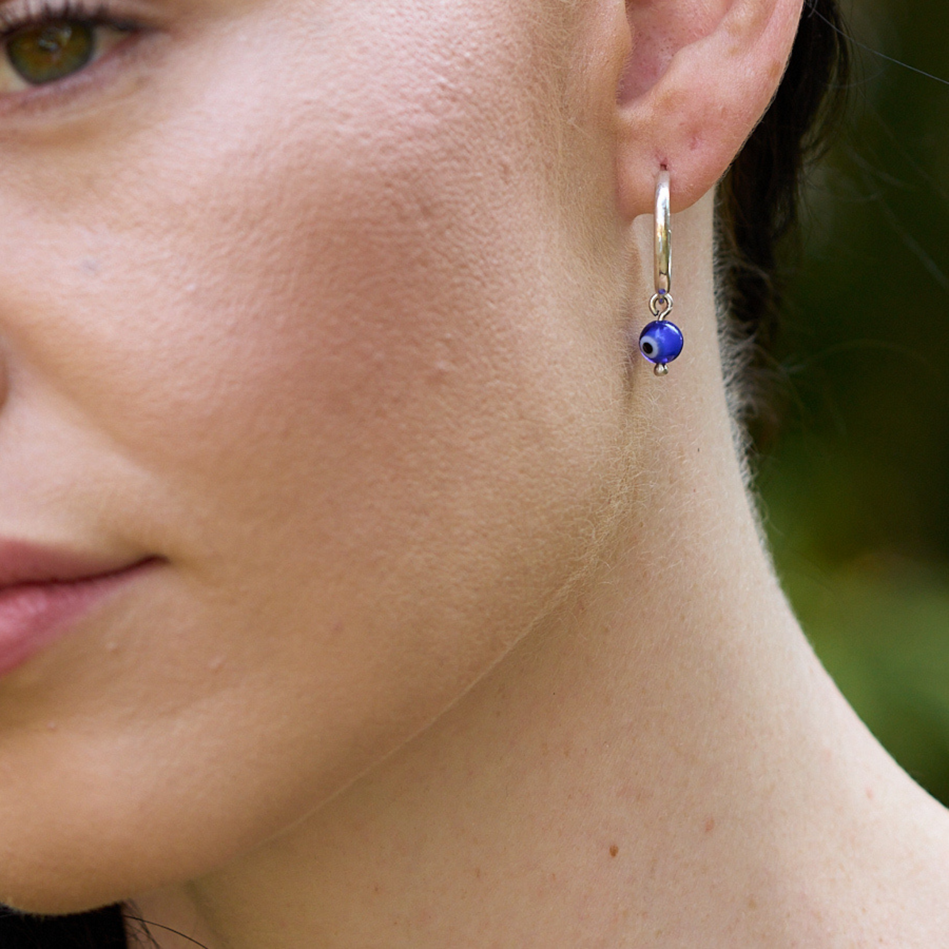 Blue Evil Eye Cuff Earrings