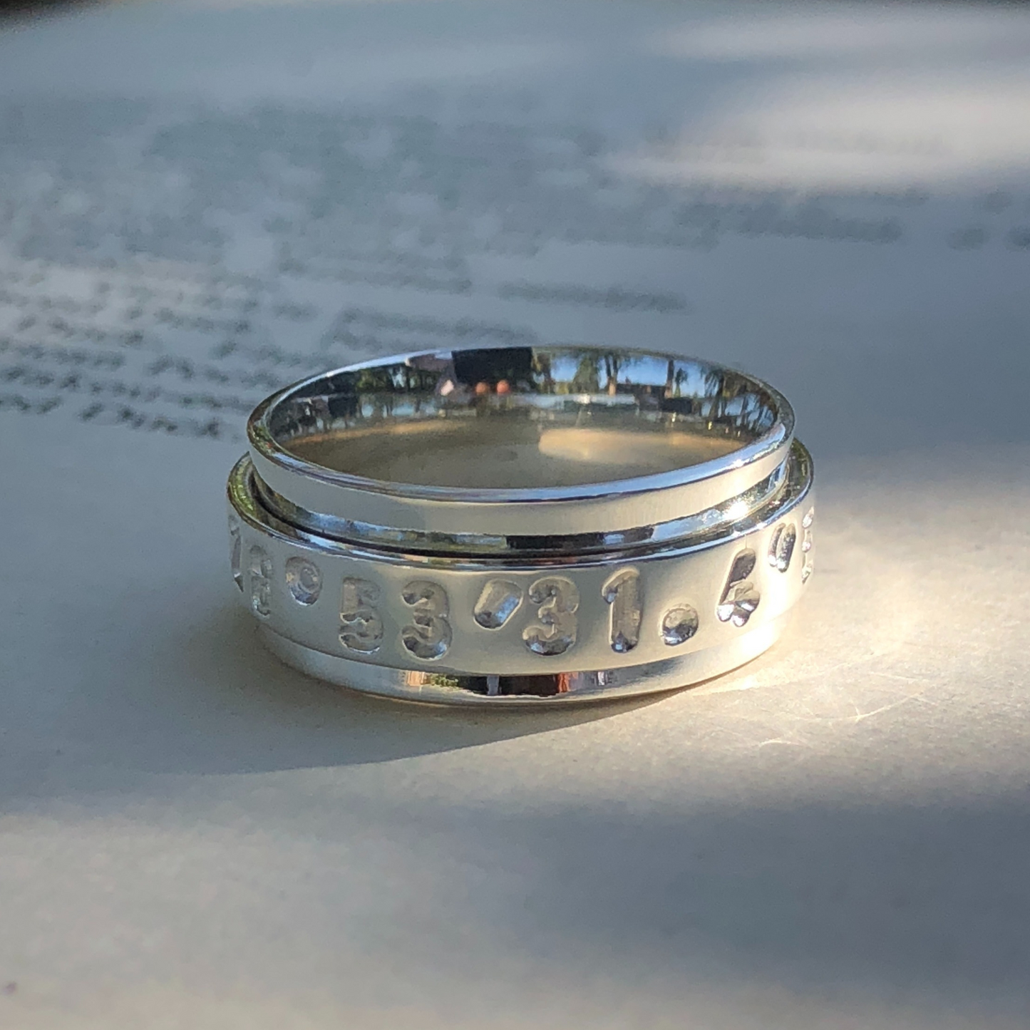 GPS swivel ring made in Zimbabwe, Africa by The Zuri Collection