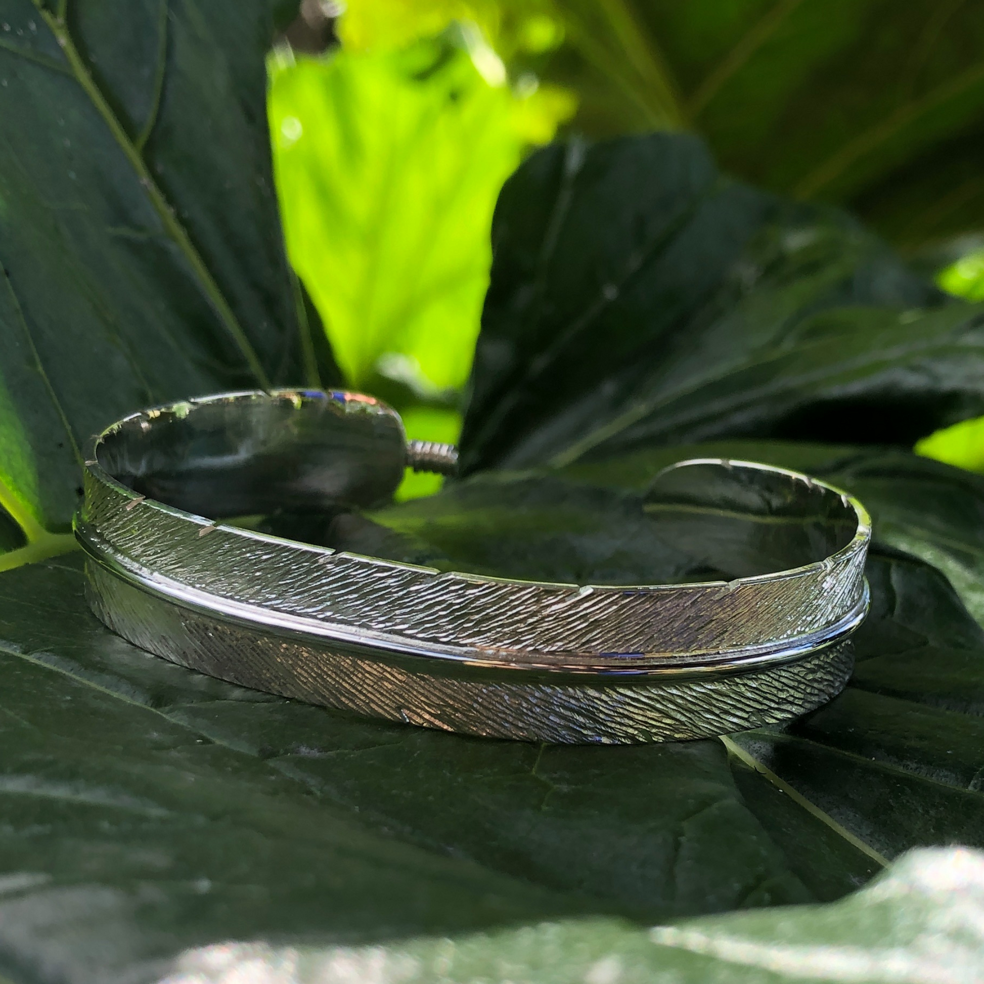 handmade feather cuff bangle