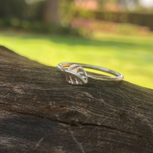 Sterling Silver Mini Leaf Stacking Ring made in Zimbabwe, by Bulawayo jewelers
