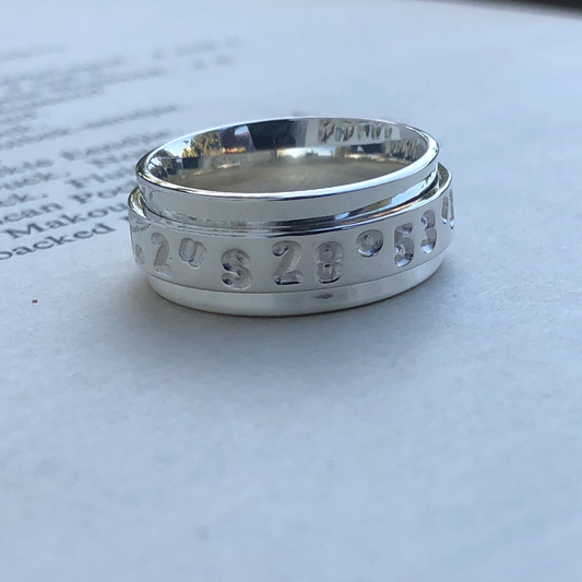 Sterling Silver GPS single spinner ring made in Africa
