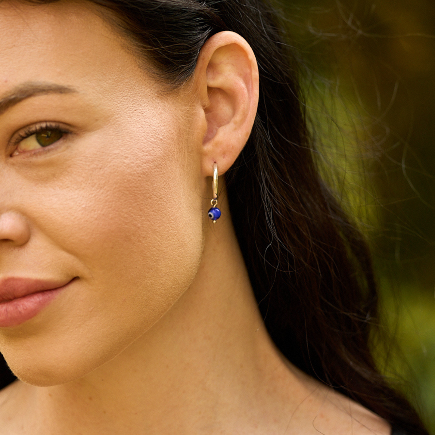 Silver Evil Eye Hoop Earrings
