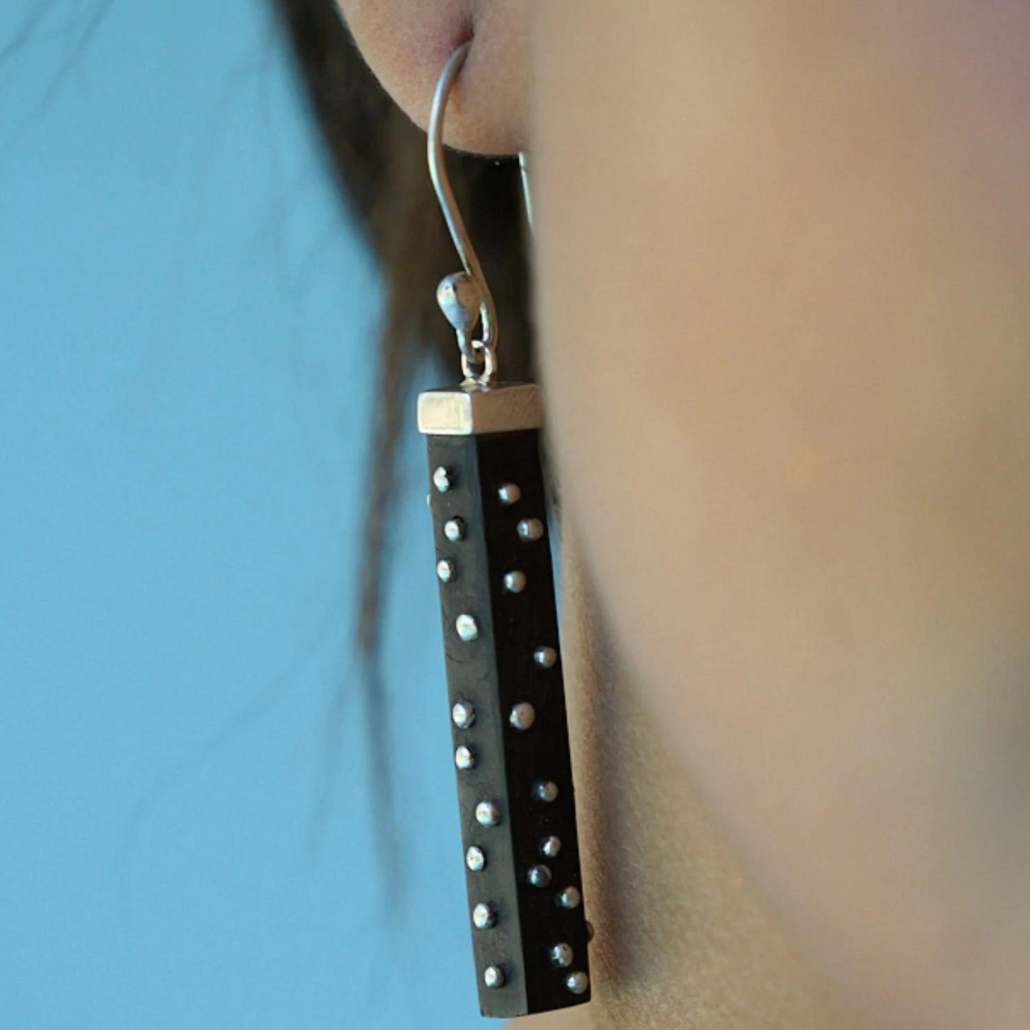 Silver And Wood Earrings Made in Zimbabwe by The Zuri Collection