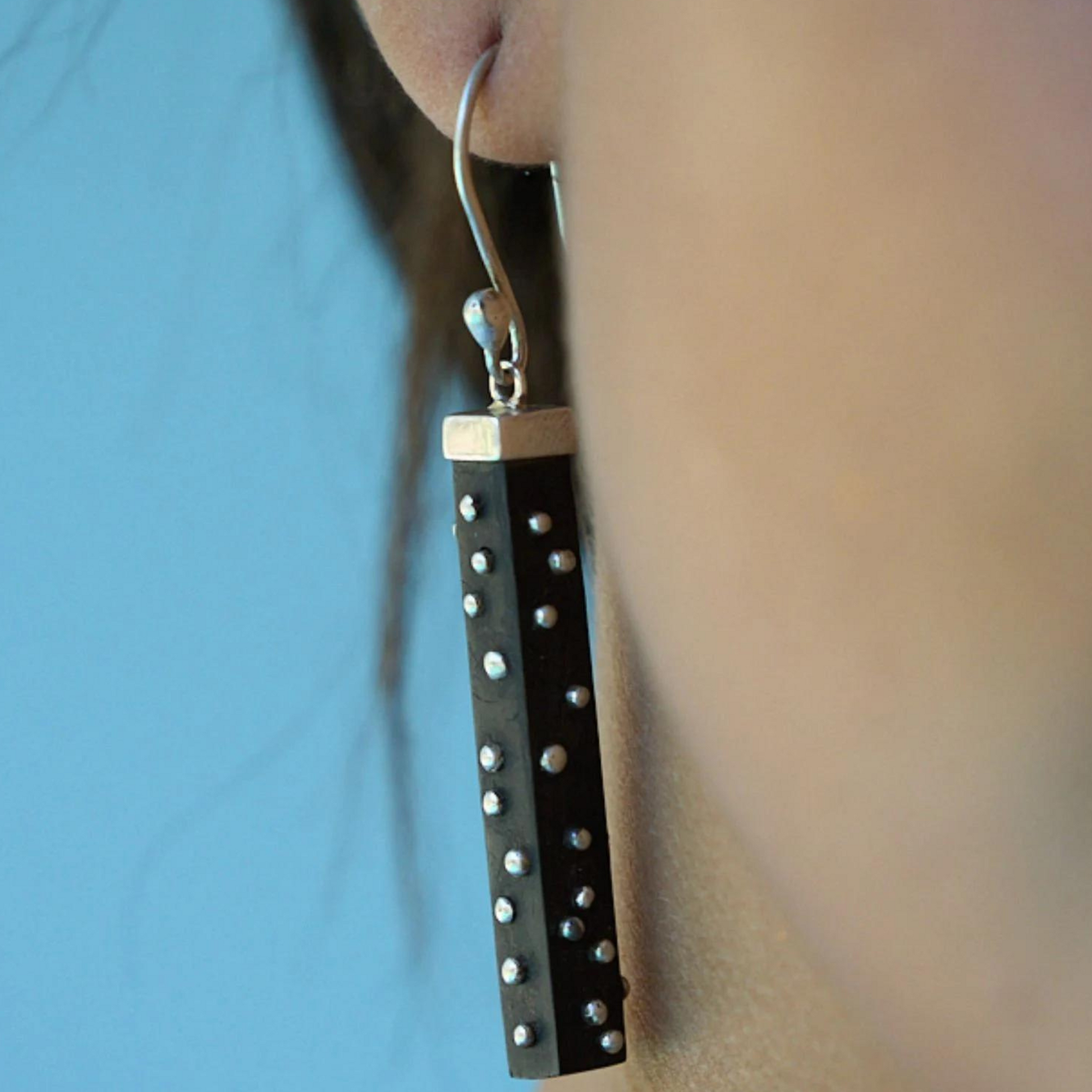 Silver And Wood Earrings Made in Zimbabwe by The Zuri Collection