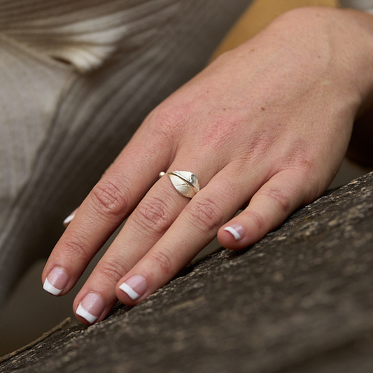 Silver Leaf Cuff Ring with a ball made in Africa