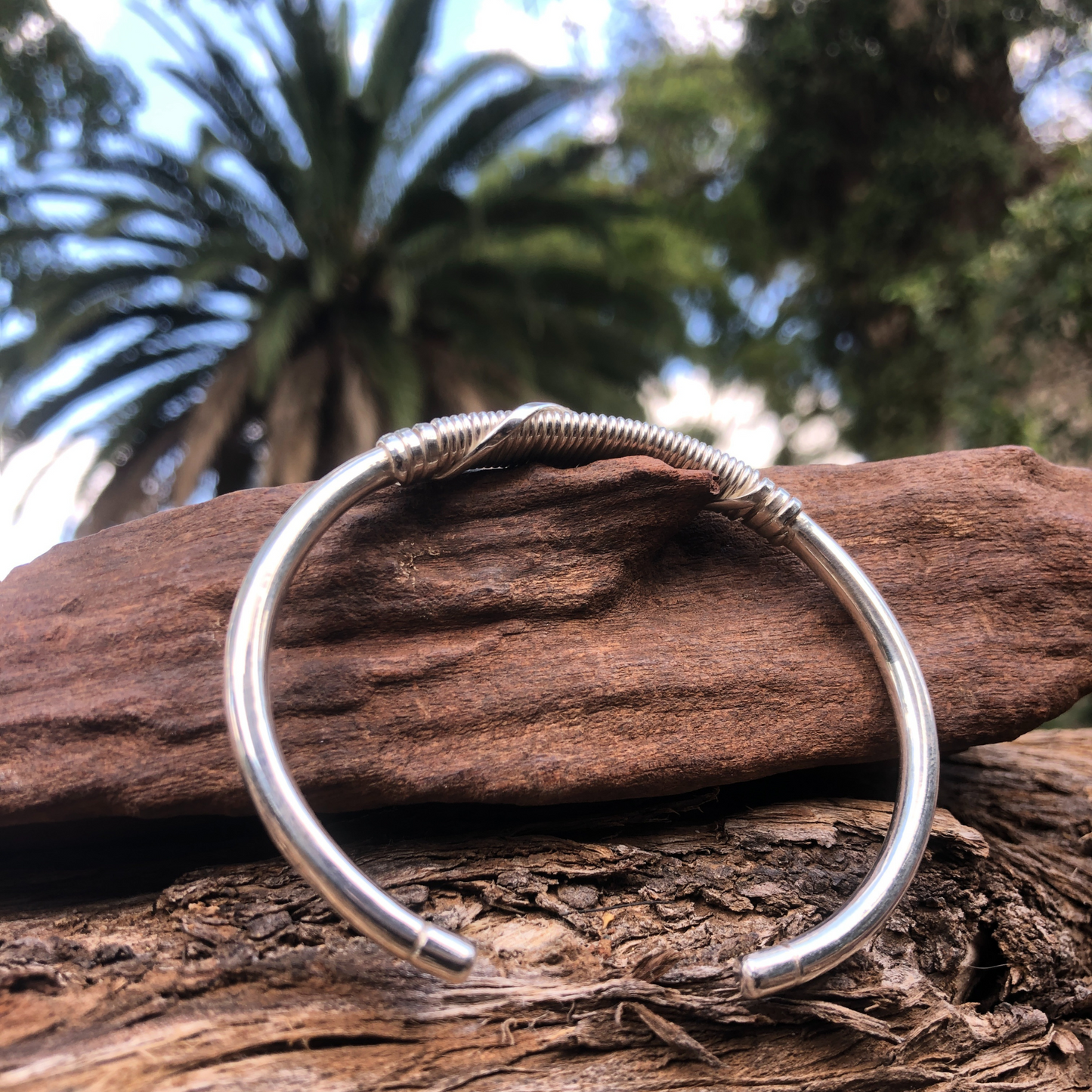 African Design Silver Traditional Wire Wrap Bangle