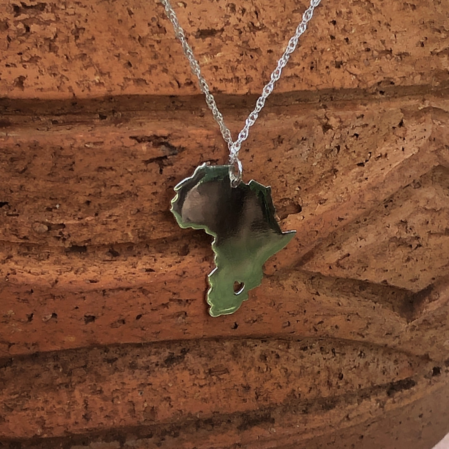 african map necklace with heart