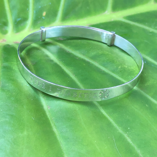 Sterling Silver Adjustable Child's Medical Alert Bangle