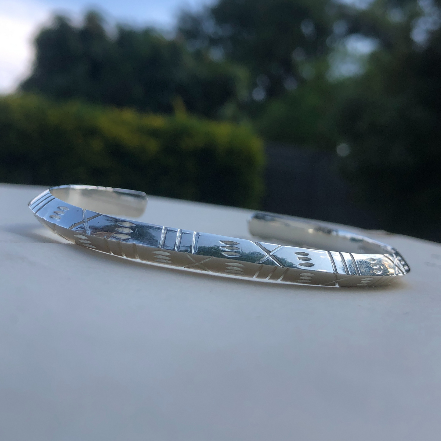 Ndebele patterns inspired triangle cuff bangle made in Africa