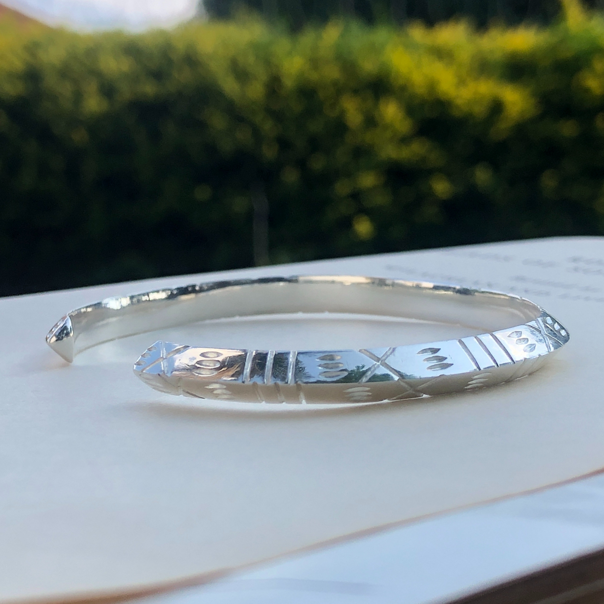 Matobo patterns cuff bangle made by the Zuri Collection