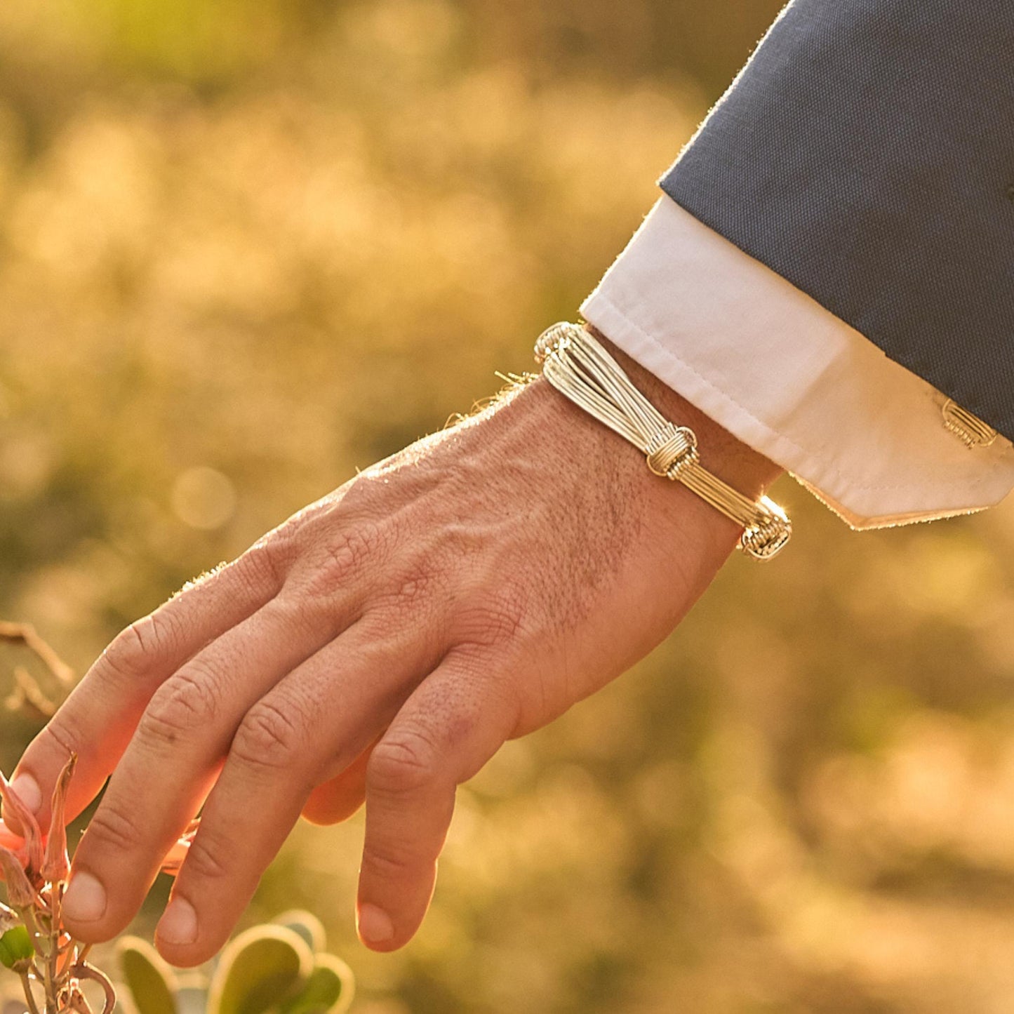 Sterling silver 4 knot 7 strand adjustable elephant hair inspired wire bangle