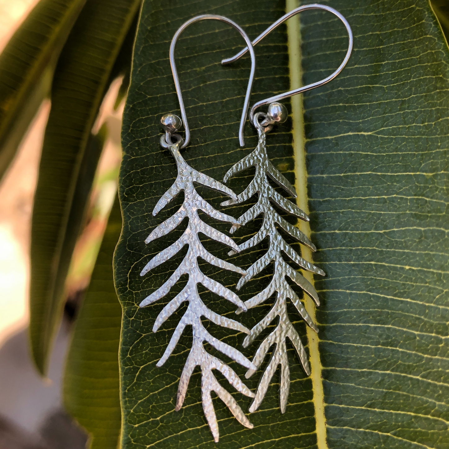 Sterling Silver Fern Leaf Earrings