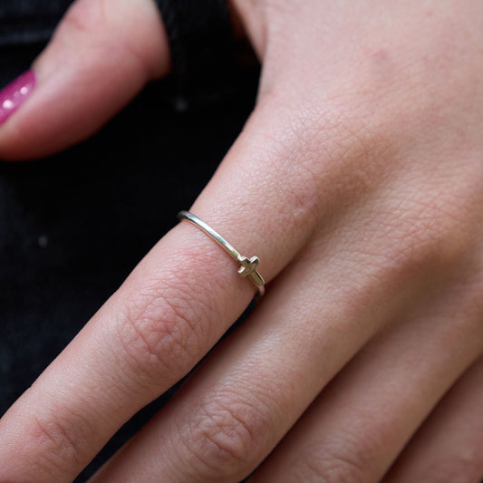 Silver Dainty Cross Stacking Ring Made in Zimbabwe by The Zuri Collection, Africa