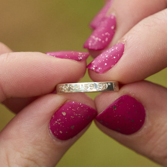 Mini Silver Band GPS stacking Ring made in Zimbabwe, Africa