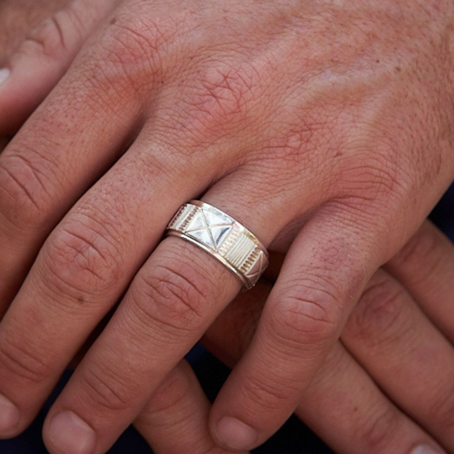 African inspired Ndebele Silver Spinner Ring