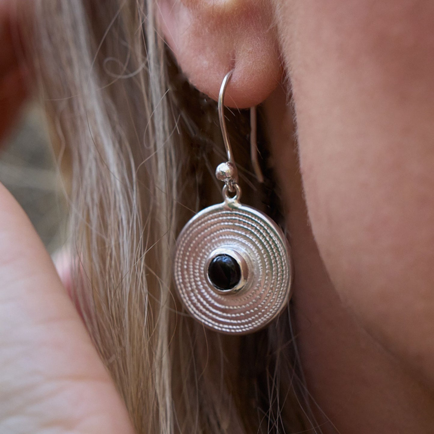 Sterling Silver ndoro onyx earrings made in Zimbabwe, Africa , Hand engraved patterns, onyx jewelry