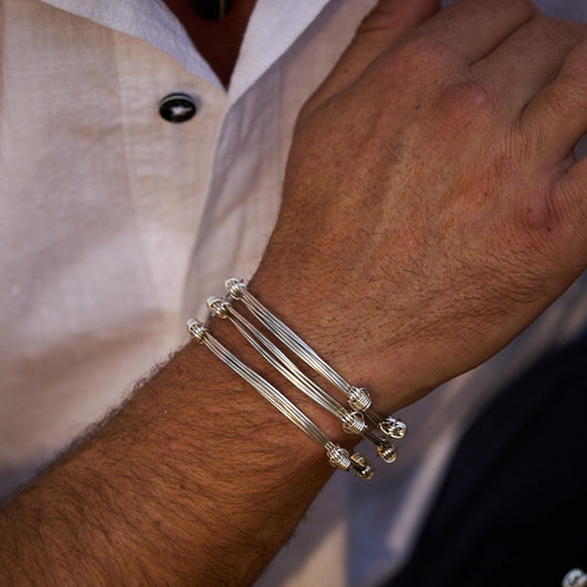 set of three silver elephant hair bangles made in Zimbabwe, Africa
