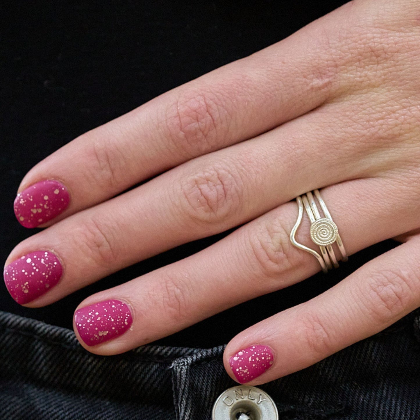 Wishbone and Ndoro stacking rings with simple thin bands