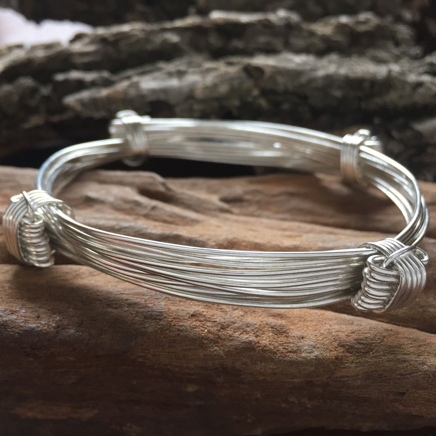 Silver 9 strand Elephant hair Bangle Made in Zimbabwe