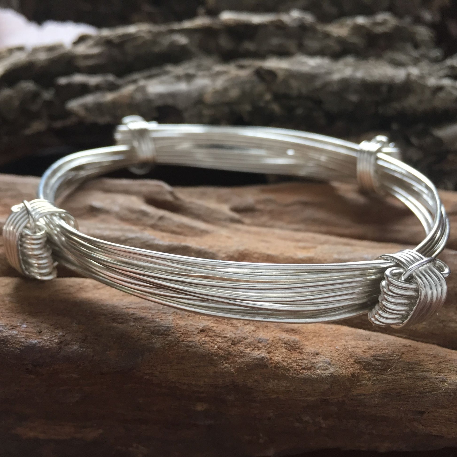 Silver 9 strand Elephant hair Bangle Made in Zimbabwe
