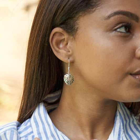African Monster Leaf Drop Earrings
