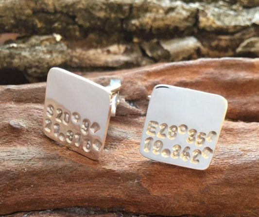 Chunky Silver GPS Cufflinks made by The Zuri Collection