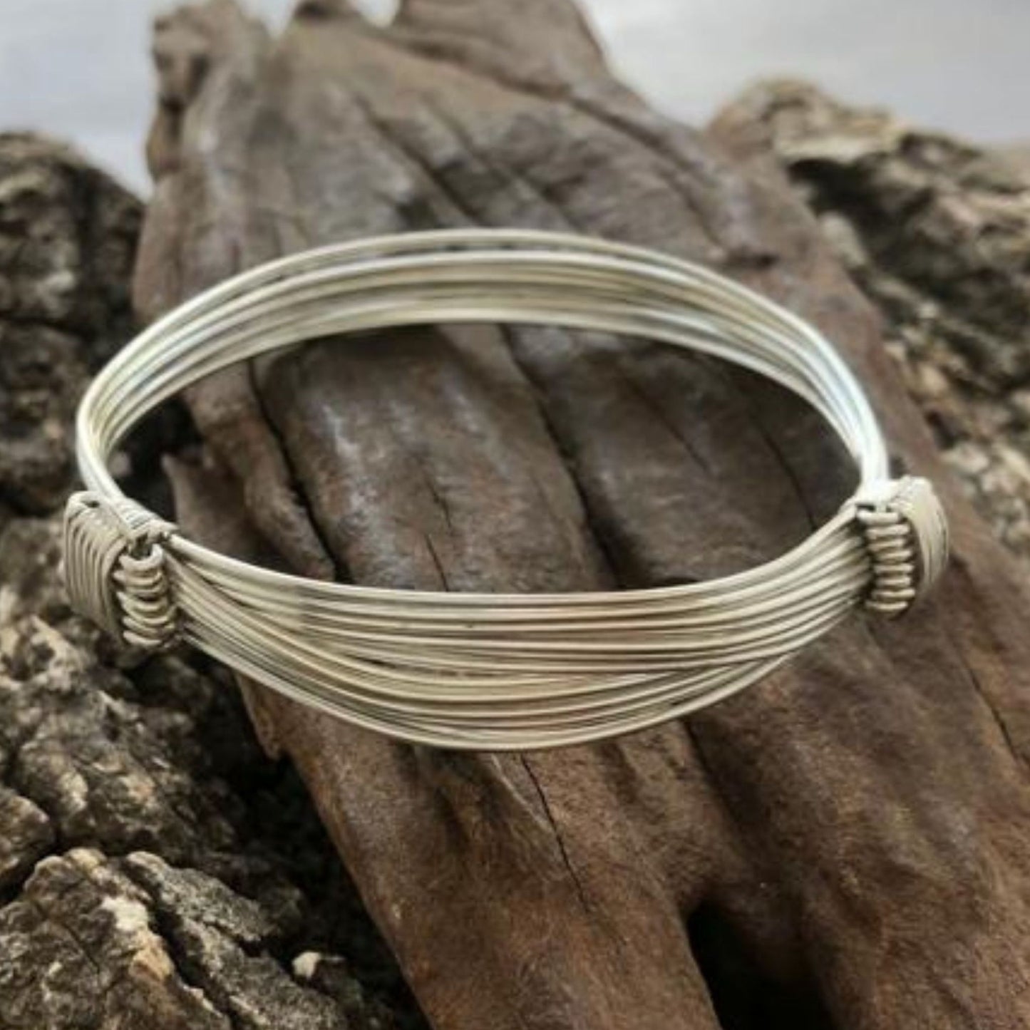 silver Adjustable elephant hair bracelet