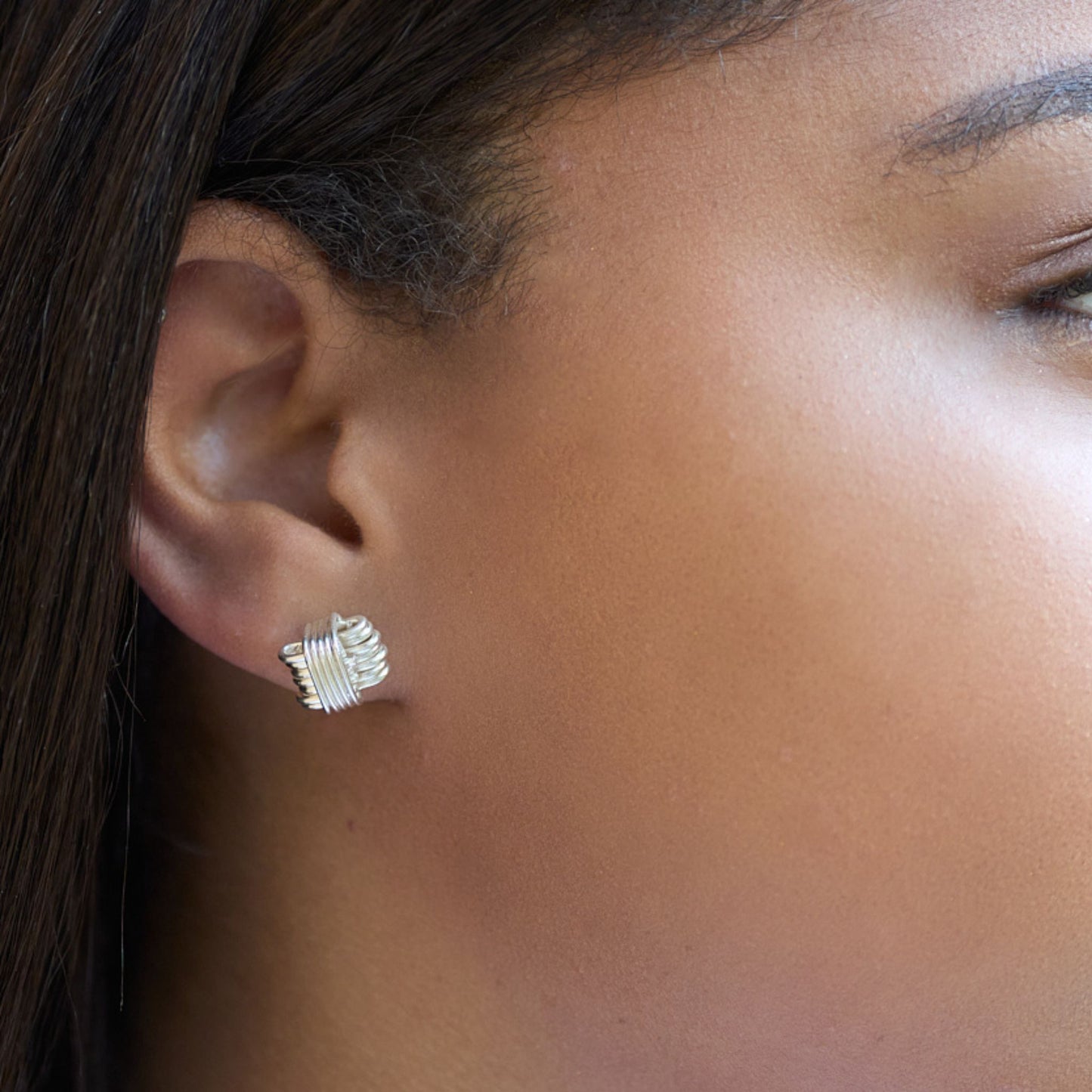 Elephant Knot Stud Earrings Made in Bulawayo, Zimbabwe, Made in sterling Silver in Africa