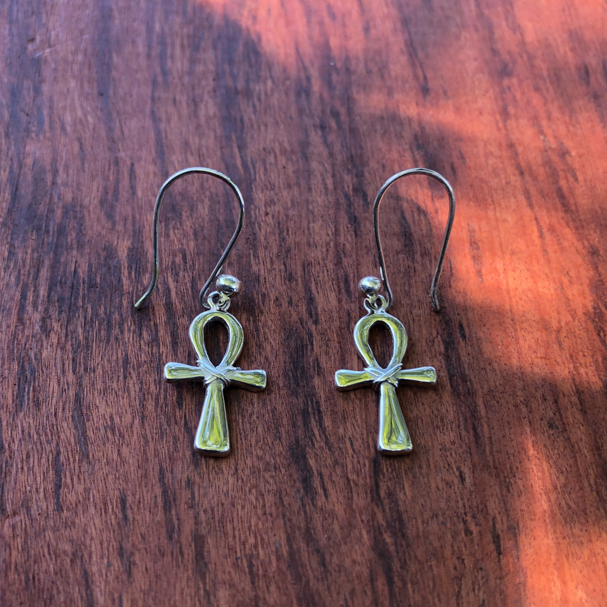 handmade ankh silver earrings