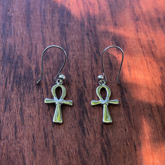 handmade ankh silver earrings