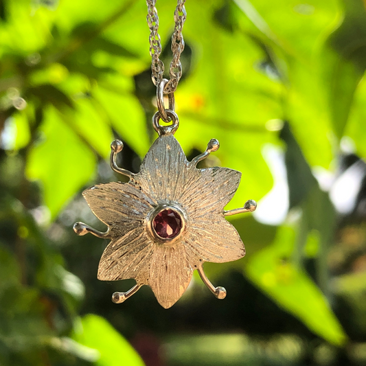 flower necklace with gemstone made by The Zuri Collection
