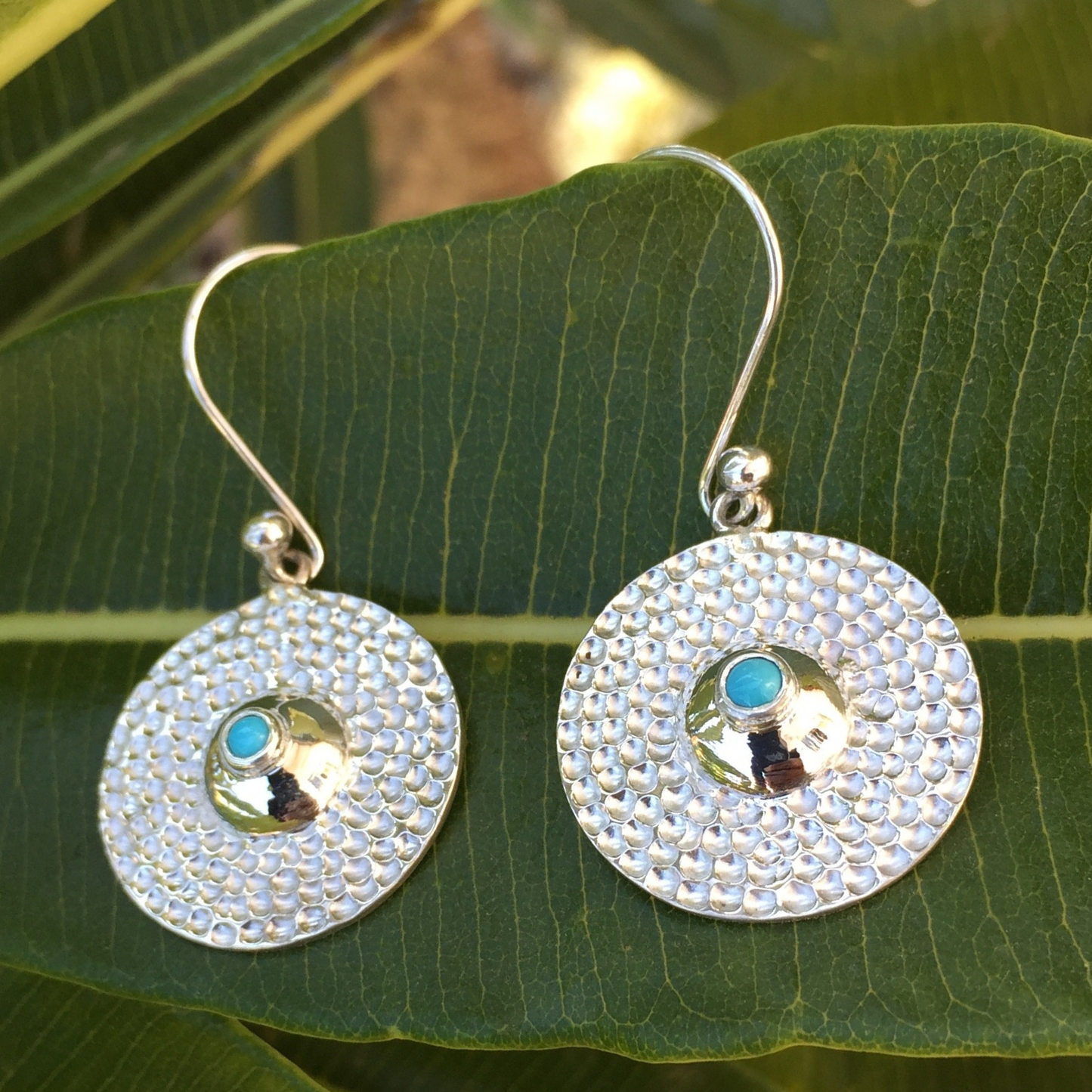 Sterling Silver Hammered Drop Earrings made by the Zuri Collection, Zimbabwe