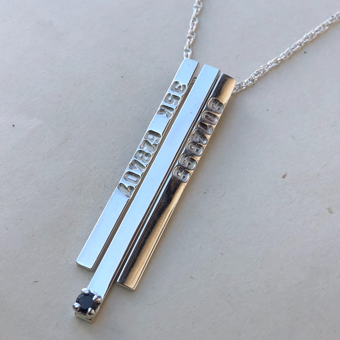 Birthstone GPS Bar Necklace Made in Zimbabwe, Bulawayo