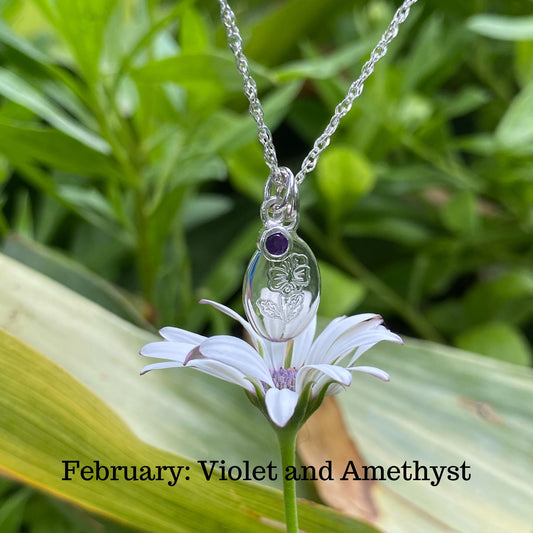 Flower and Birthstone of the Month Necklaces