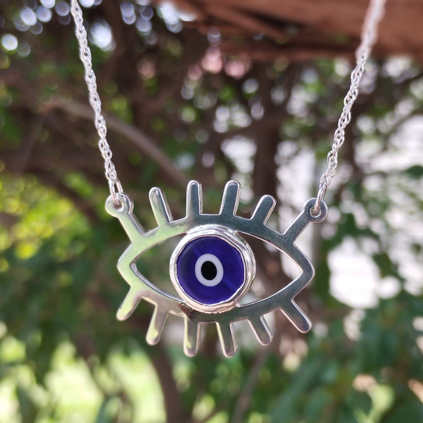 Evil Eye Luscious Lash Silver Necklace
