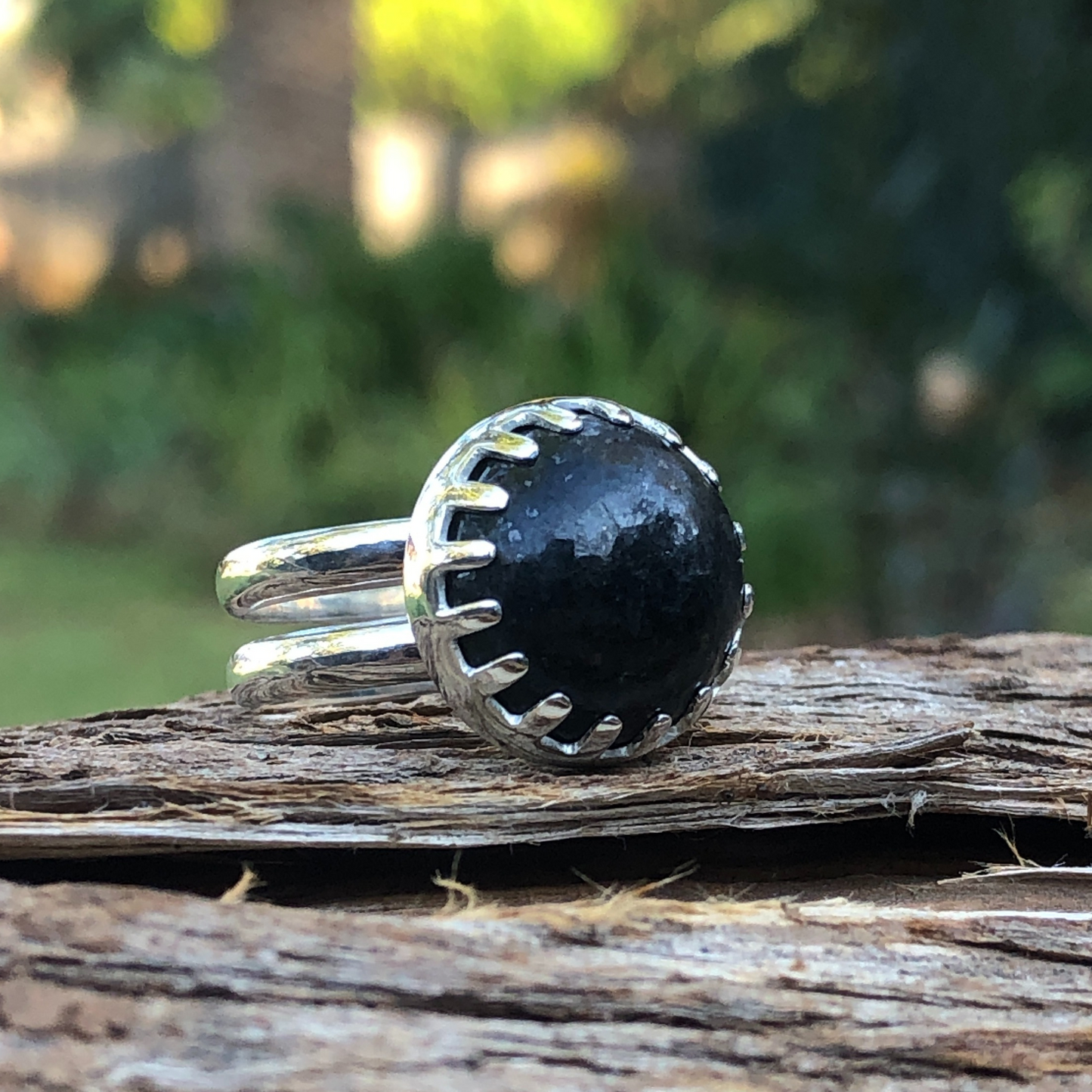 silver granite ring made by The Zuri Collection