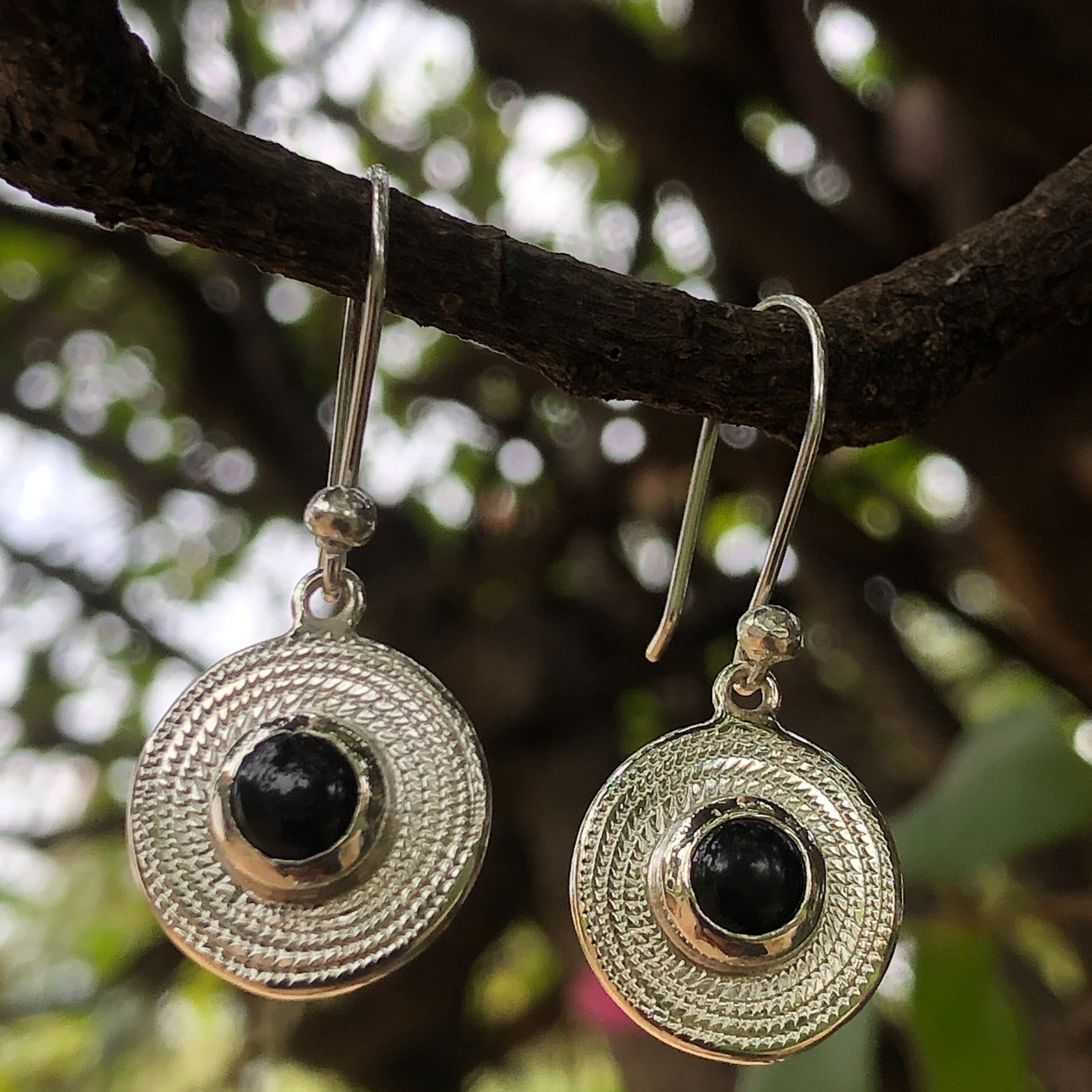 Silver Great Zimababwe Inspired Ndoro Granite Earrings made in Bulawayo