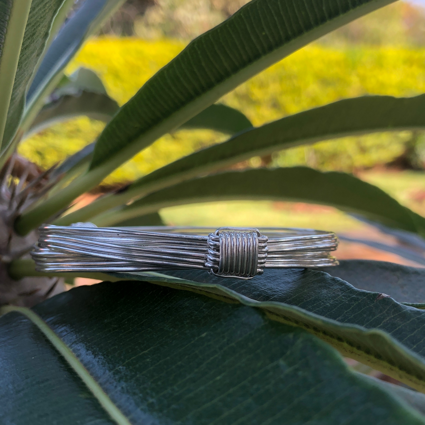 Two Knot Seven Strand Elephant Knot Bangle in Sterling Silver