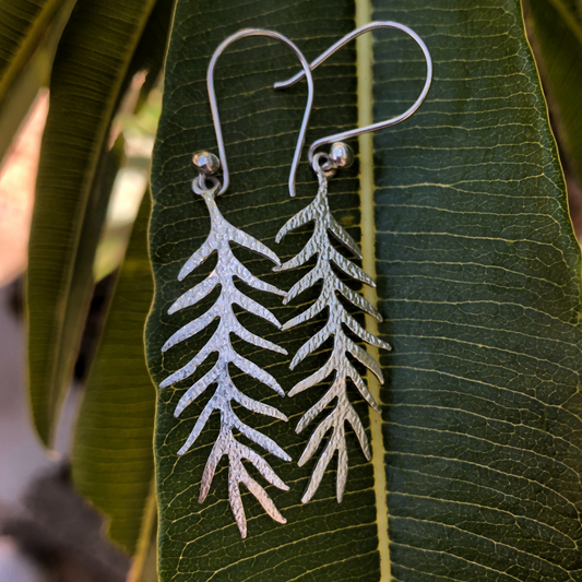 Sterling Silver Fern Leaf Earrings