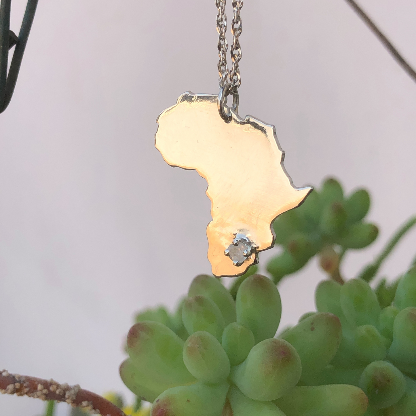 Birthstone, moonstone , African map necklace, continental jewelry