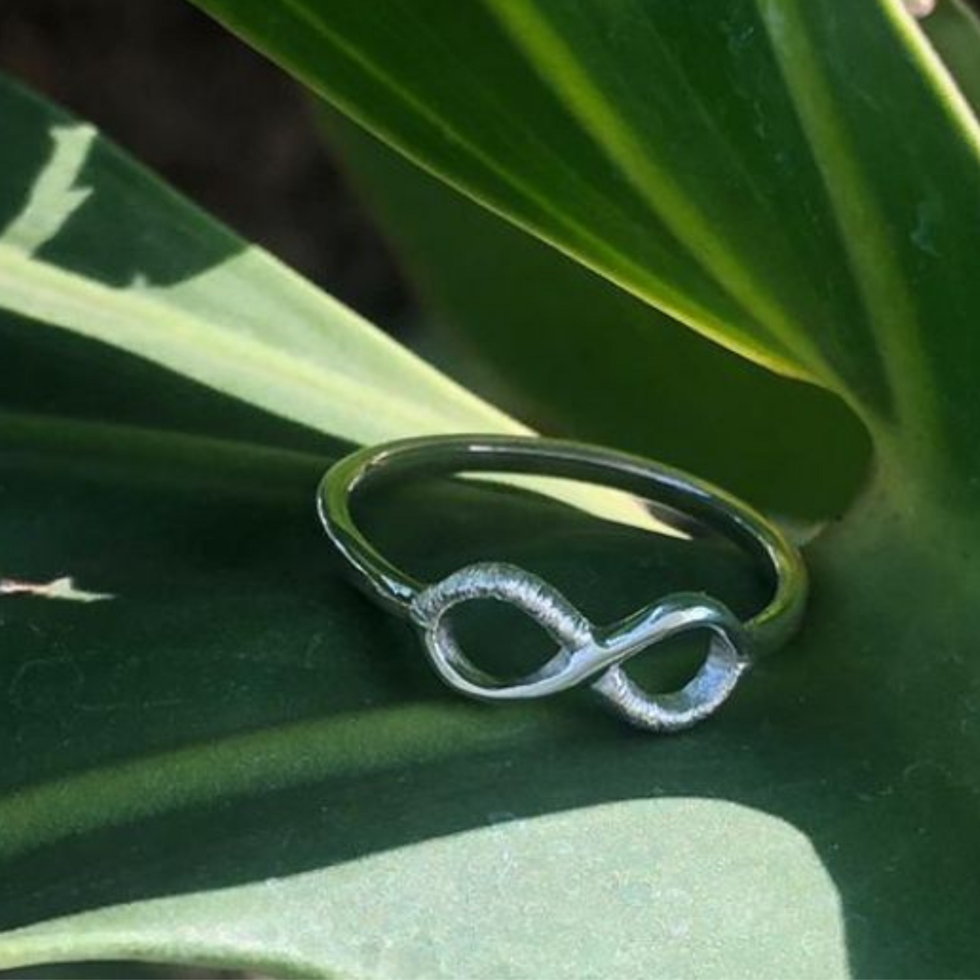 Sterling silver half-brushed infinity ring