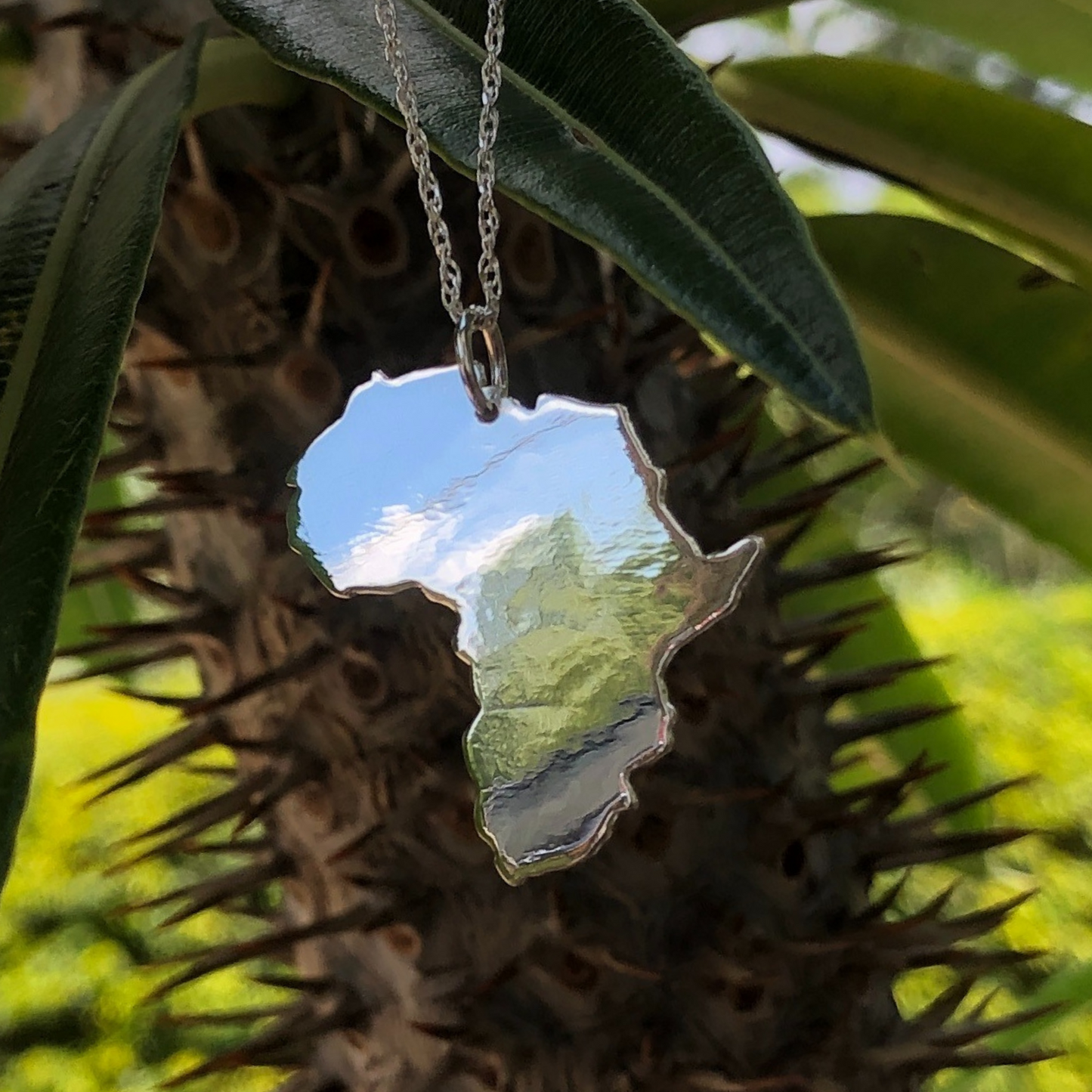 Sterling Silver Handmade Large African Map Necklace, Made in Zimbabwe