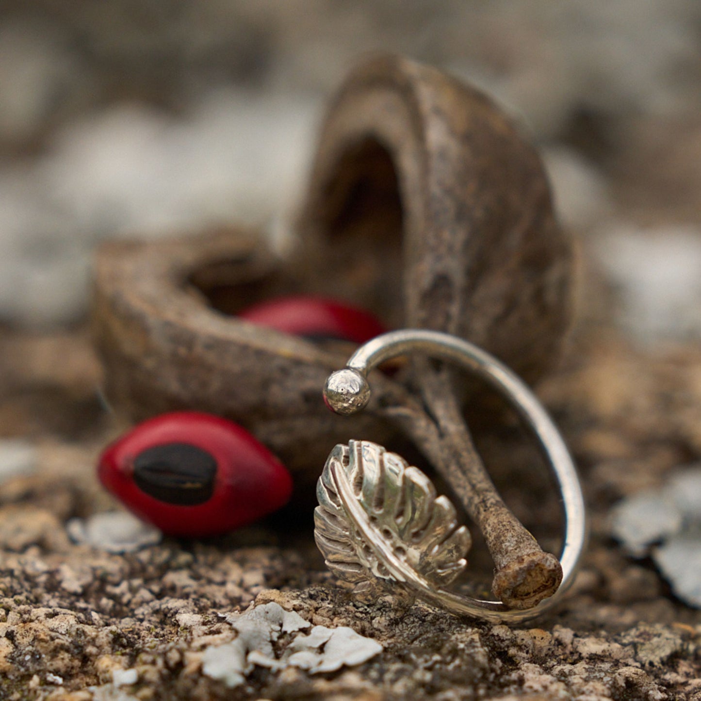 Handmade Silver Monstera ring made in Zimbabwe, Africa