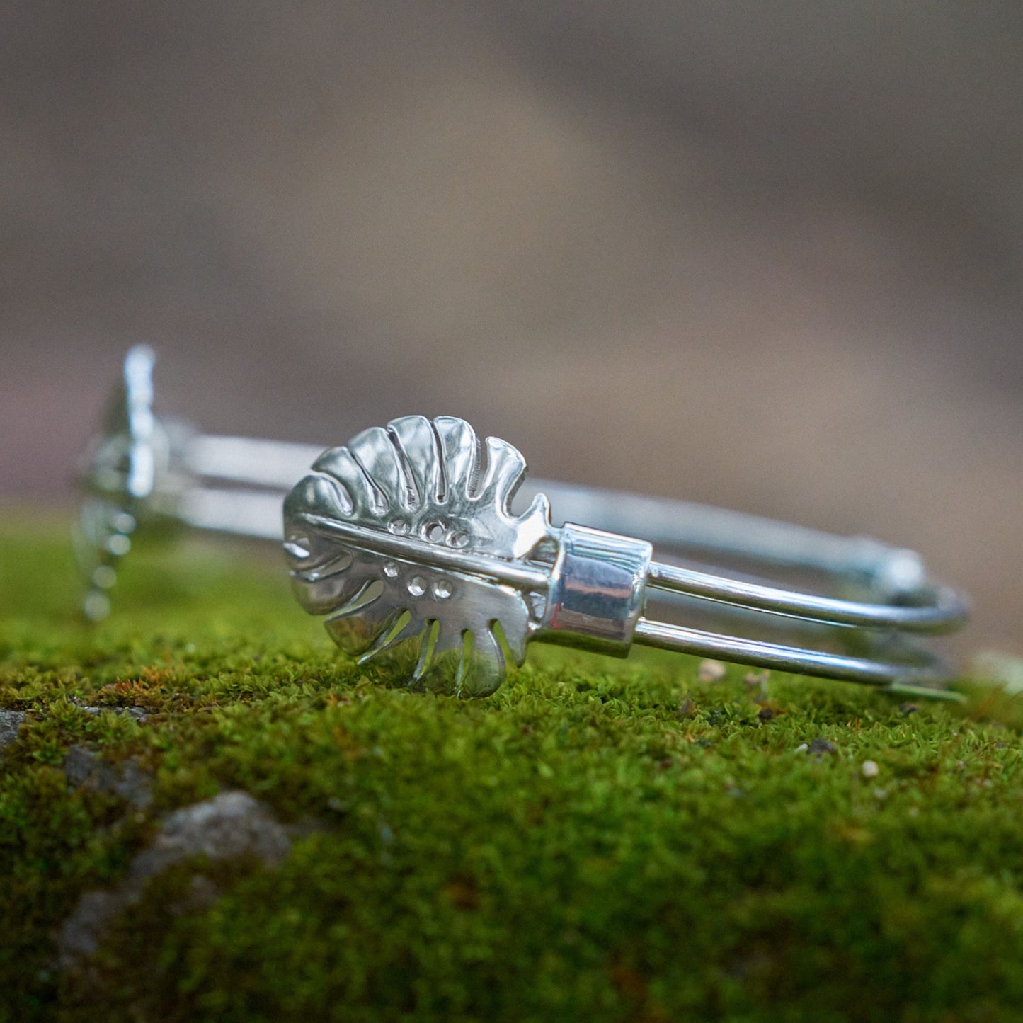 Handmade Silver Botanical Leaf Cuff Bangle made in Zimbabwe by The Zuri Collection, Bulawayo