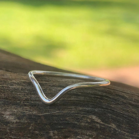Thin silver Wishbone ring made in Zimbabwe