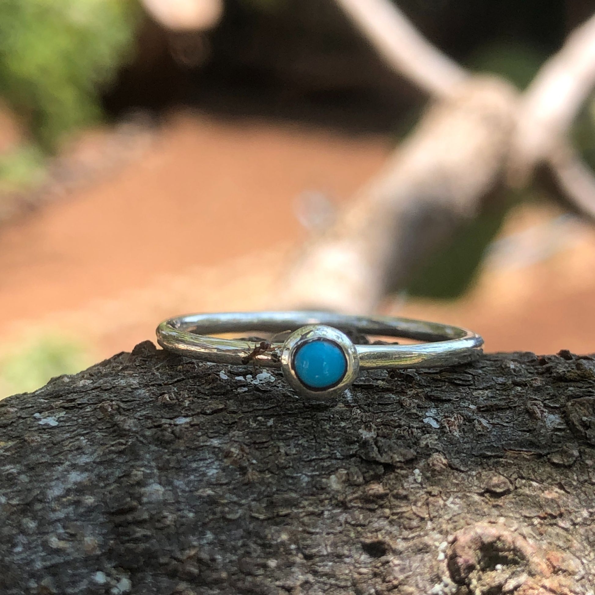 Turquoise Stacking Ring made in silver, Made in Zimbabwe 